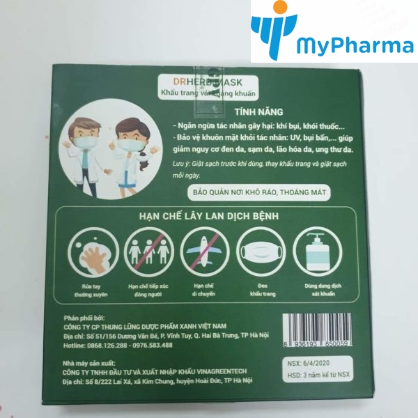 Khẩu trang vải kháng khuẩn DRHERB