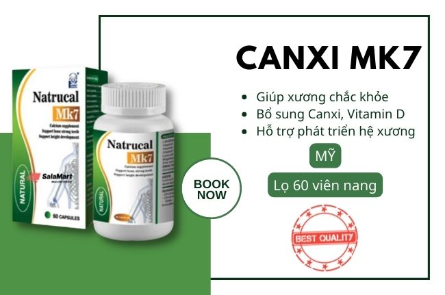 Sản phẩm Natrucal MK7 với công dụng bổ sung canxi cùng các vitamin giúp xương chắc khỏe