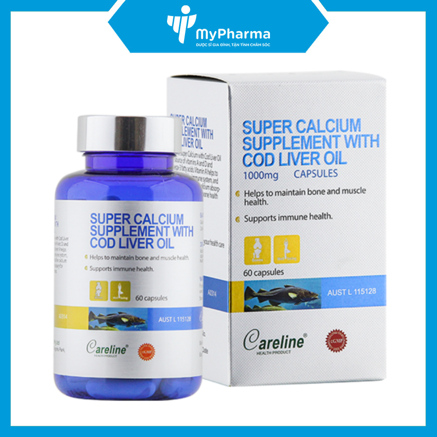 Super Calcium Supplement With Cod Liver Oil - dầu gan cá, Omega 3