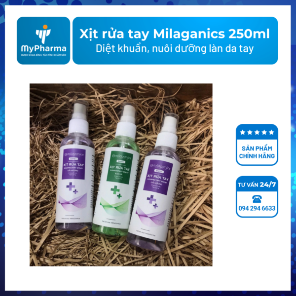Xịt rửa tay Milaganics 250ml
