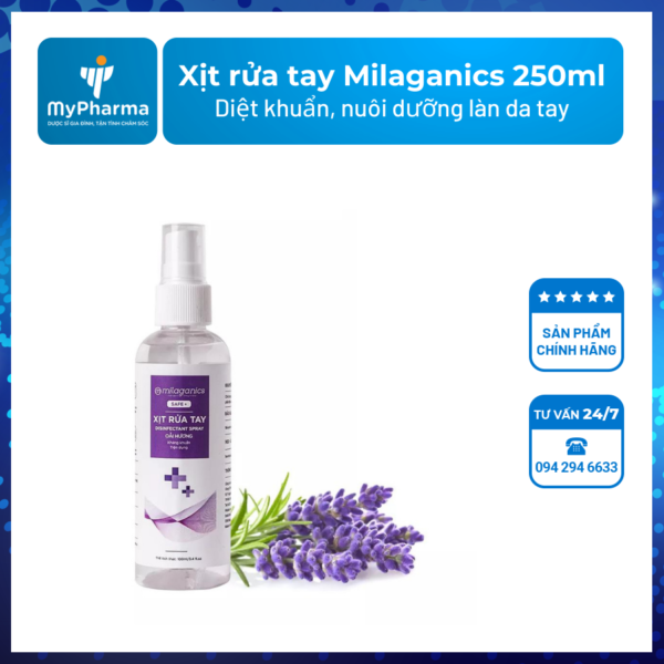 Xịt rửa tay Milaganics 250ml