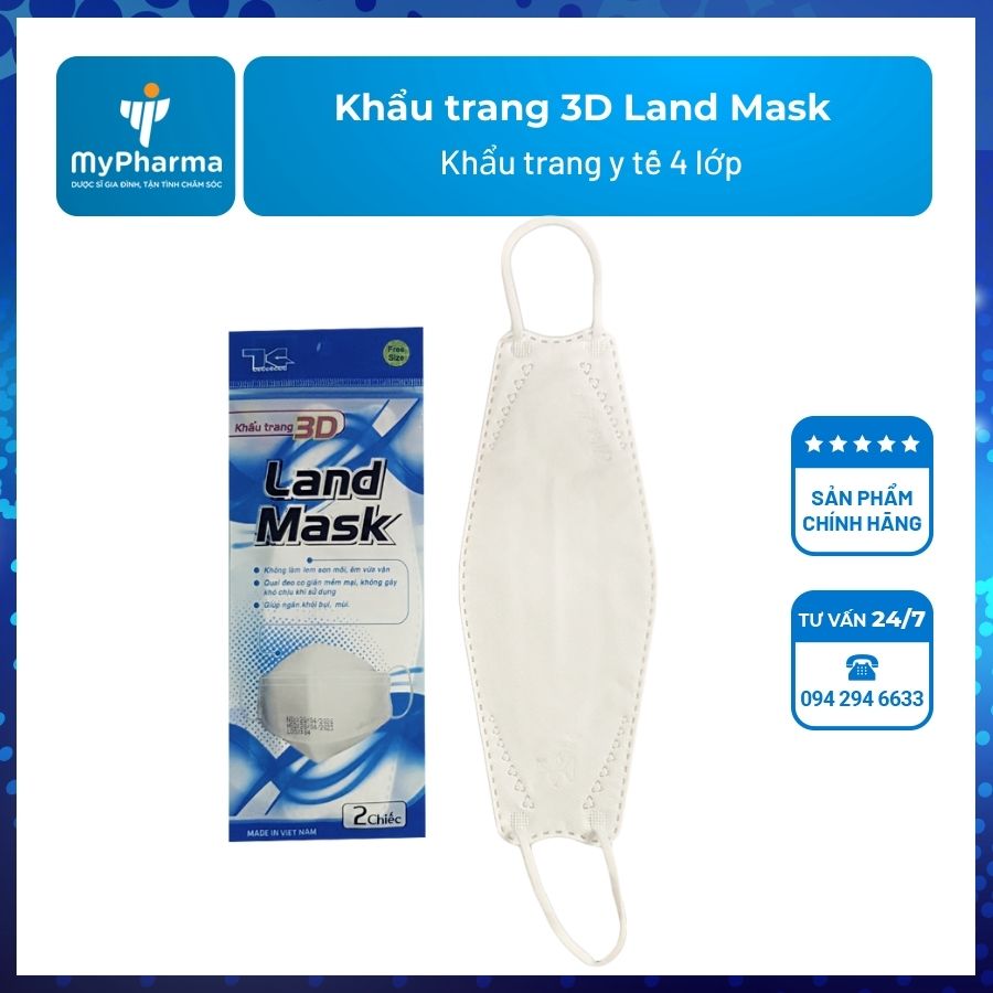 Khẩu Trang 3D Land Mask- Khẩu Trang 4 Lớp, Ngăn Vi Khuẩn, Chống Bụi Mịn