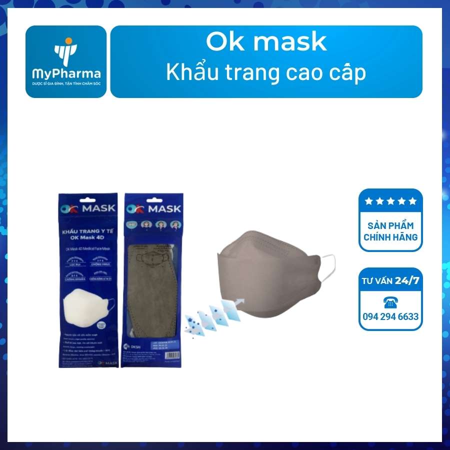 Khẩu Trang Ok Mask 4D - Khẩu Trang Cao Cấp Thiết Kế Hàn Quốc