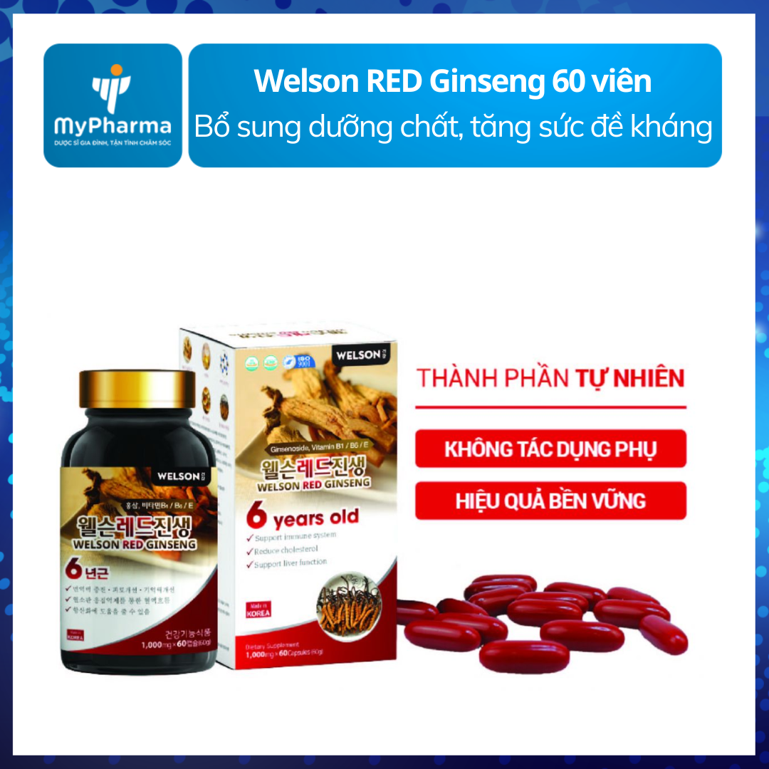 Welson RED Ginseng 60 viên - Hồng sâm bảo vệ sức khỏe - MyPharma