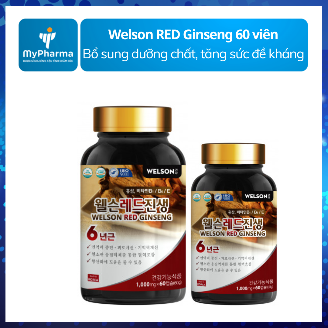 Welson RED Ginseng 60 viên - Hồng sâm bảo vệ sức khỏe - MyPharma