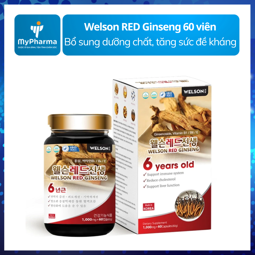 Welson RED Ginseng 60 viên - Hồng sâm bảo vệ sức khỏe - MyPharma