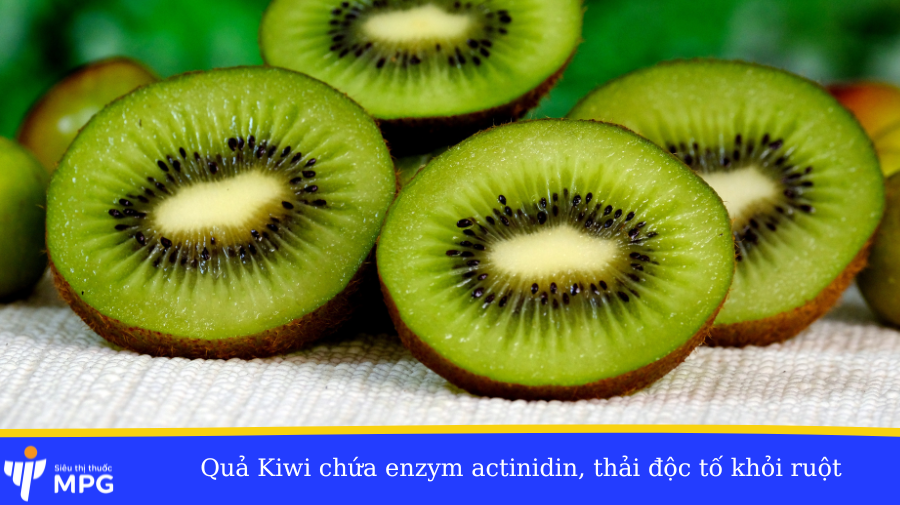 Quả kiwi chưa men actinidin và thải độ cho ruột
