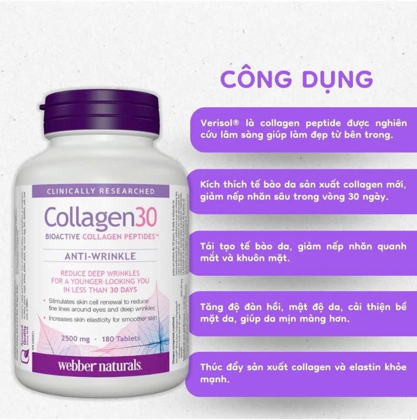 Collagen30 Anti-Wrinkle Webber Naturals – Hỗ trợ làn da săn chắc, giảm ...